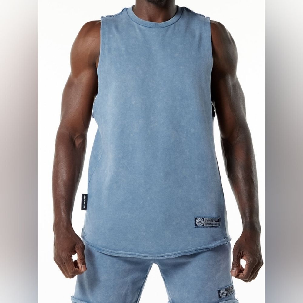 NWT alphalete men's terry cut off top shirt mauve